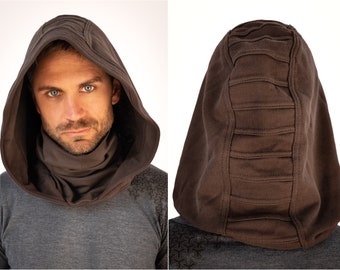Star Wars Jedi dark brown Hooded Scarf Face Mask Assassin Medieval Monk Cape Cosplay Dungeons and Dragons Wizard Hood Scorcerer Warrior Elf