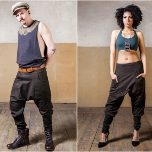 Ninja Pants | Harem Pants Women | Mens Harem Pants | Cyberpunk Clothing | Drop Crotch Pants | Pumphose | Circle Pant Mocca