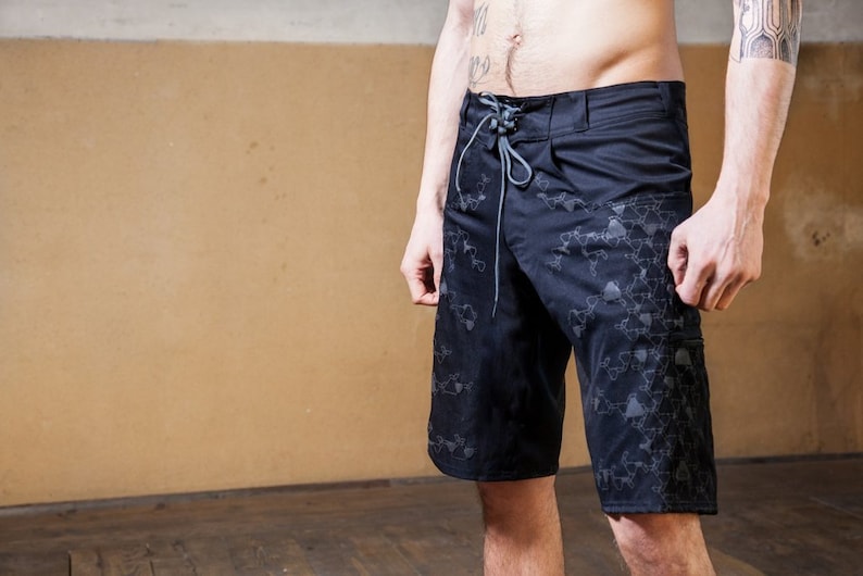 Post Apocalyptic Basketball Shorts and Beach Wear with Sacred Geometry LSD Print Mens Festival Shorts Domi image 4