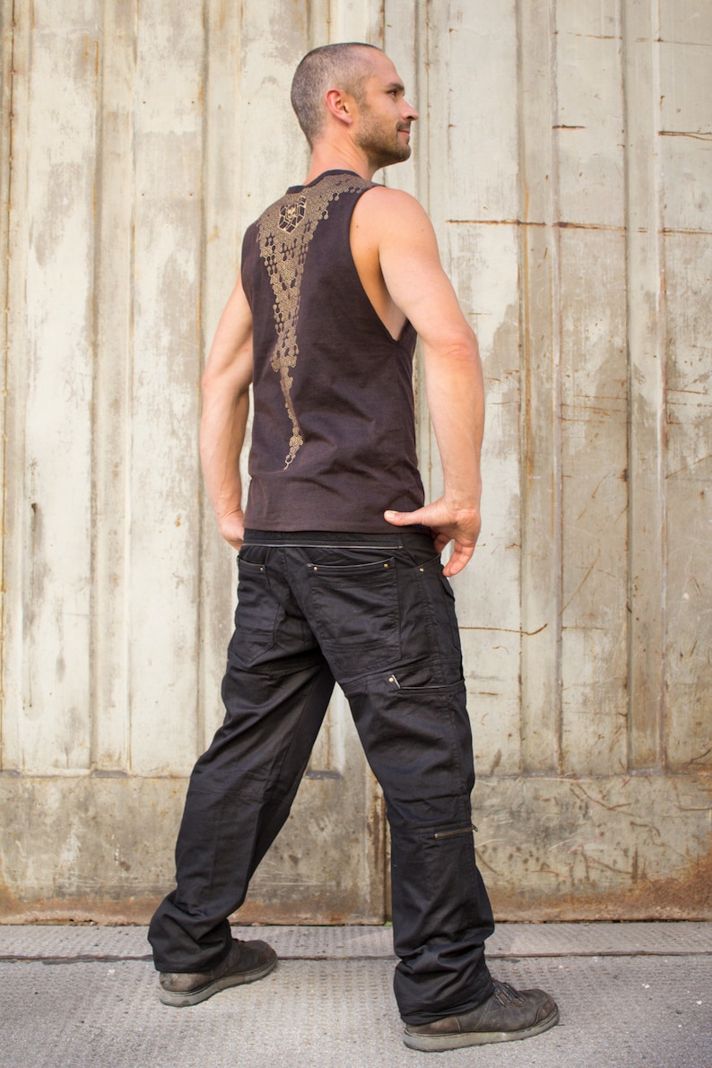 Mens Baggy Cargo Pants Goth Techwear Alternative Mens Clothing Cyberpunk Multi Pocket Trousers | Dark Miltary Cyberpunk 2077 Goth Cosplay image 4