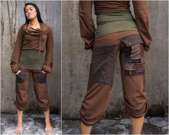 Women Patchwork Pants for Elven Pixie Clothing Pirate Pants and Rave Wear Gift for Her Festival Clothing Ronja Pant