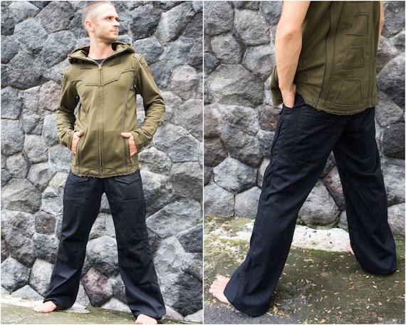 Men Zip Detail Flap Pocket Side Drawstring Waist Cargo Pants New | eBay