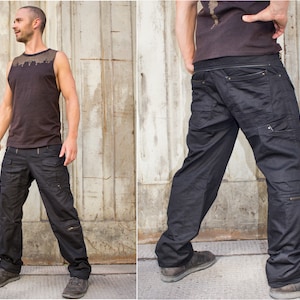 Mens Baggy Cargo Pants Goth Techwear Alternative Mens Clothing Cyberpunk Multi Pocket Trousers | Dark Miltary Cyberpunk 2077 Goth Cosplay