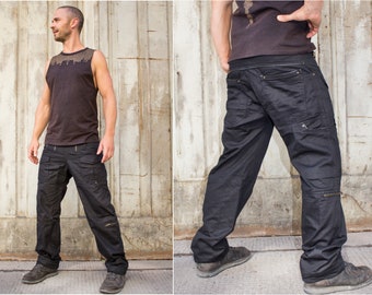 Mens Baggy Cargo Pants Goth Techwear Alternative Mens Clothing Cyberpunk Multi Pocket Trousers | Dark Miltary Cyberpunk 2077 Goth Cosplay