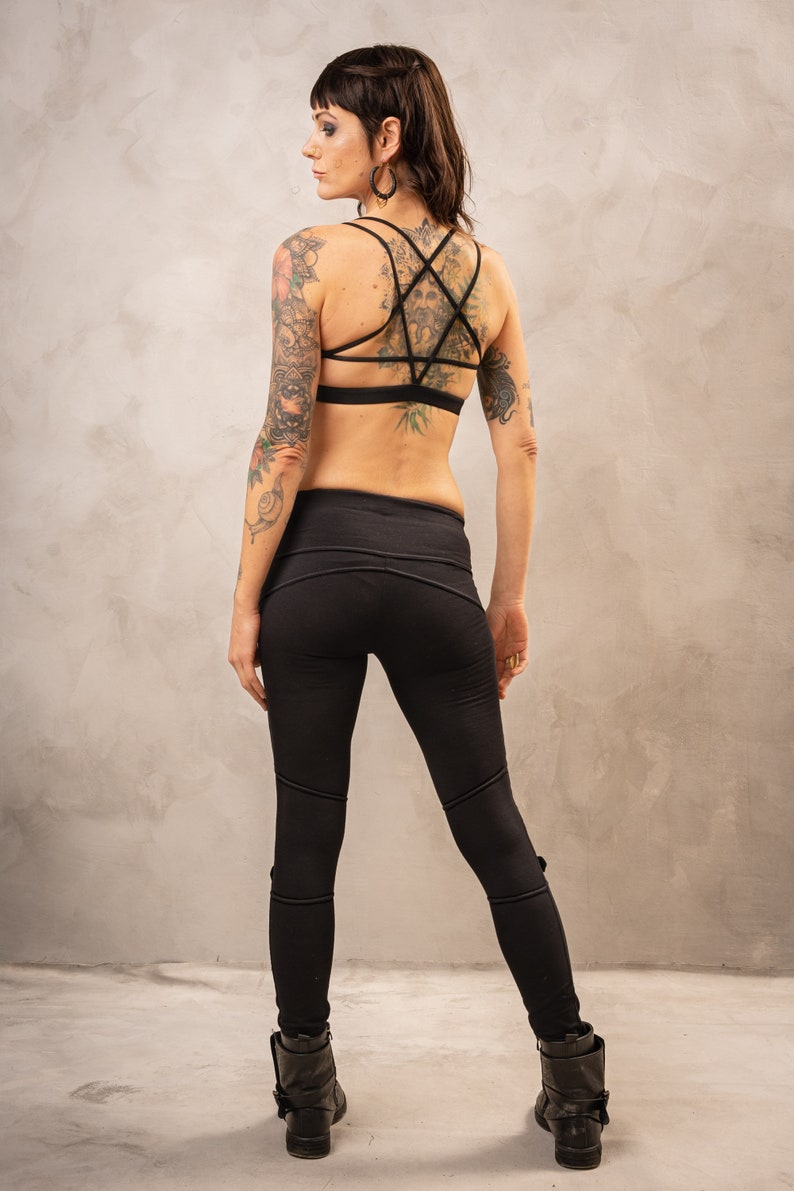 Pentagramme yoga haut de sport vêtements de sport gothiques avec motif de ficelle dans le dos Pilates Festival vêtements cool été haut pour femmes sorcière cosplay image 8