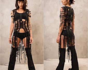 Cyberpunk Witch Dress Women with Holes and Cuts for Sith Gothic Cosplay Goth Clothes Sexy Dress for Sex Positive Outfit BDSM Outfit Women