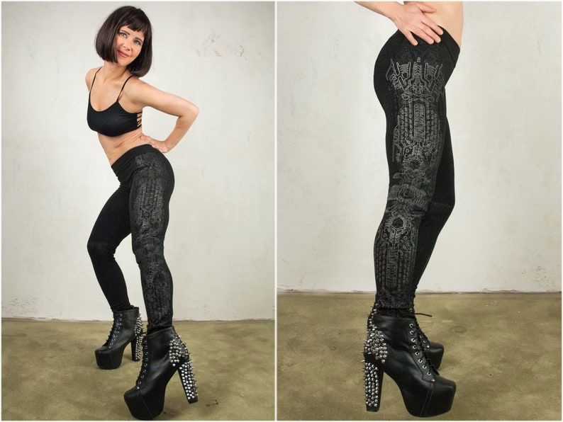 Cyberpunk Leggings and Post Apocalyptic printed Autism Awareness Leggings for Star Wars Cosplay and Rave Wear image 1