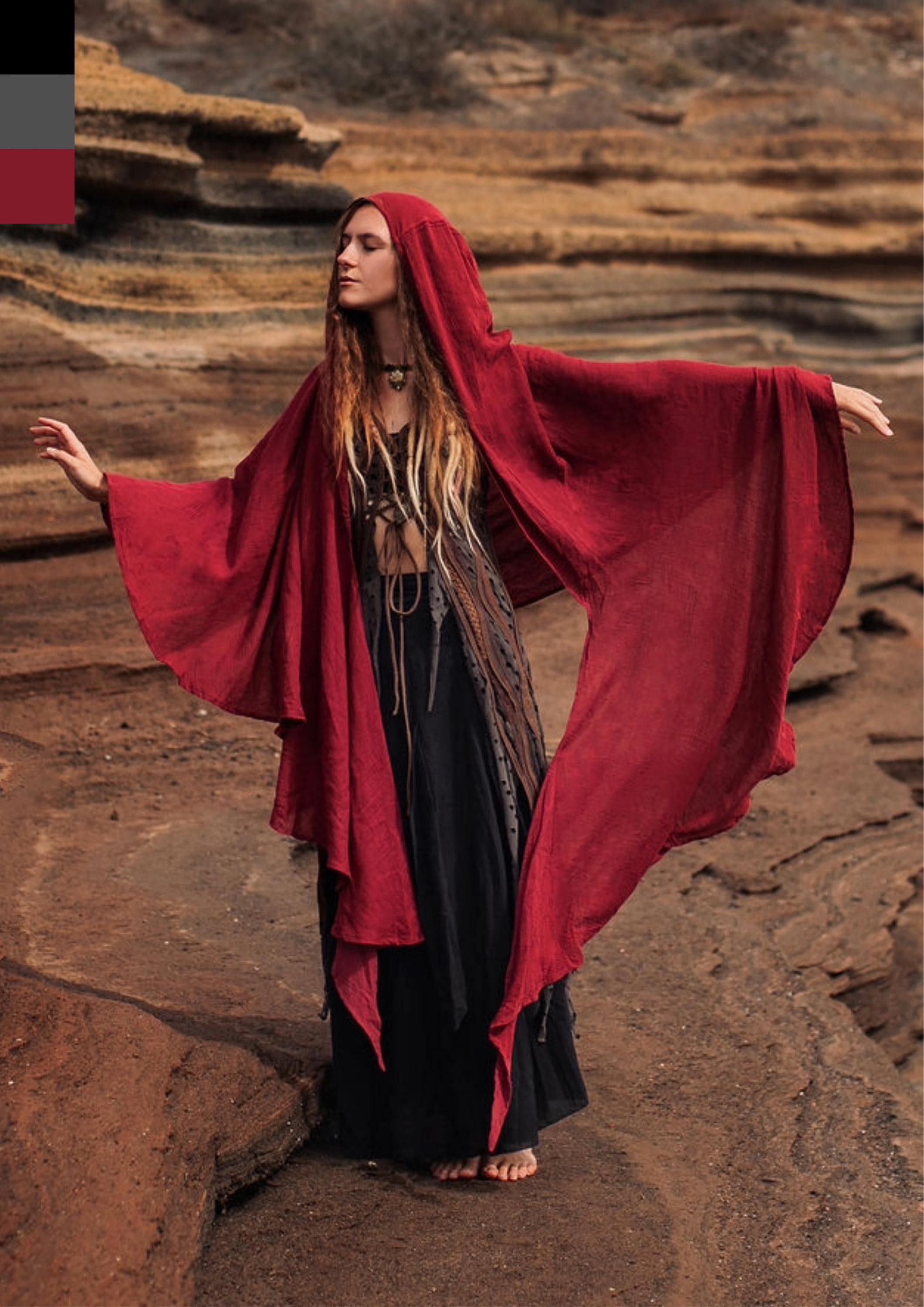 Red Hooded Witchy Cape