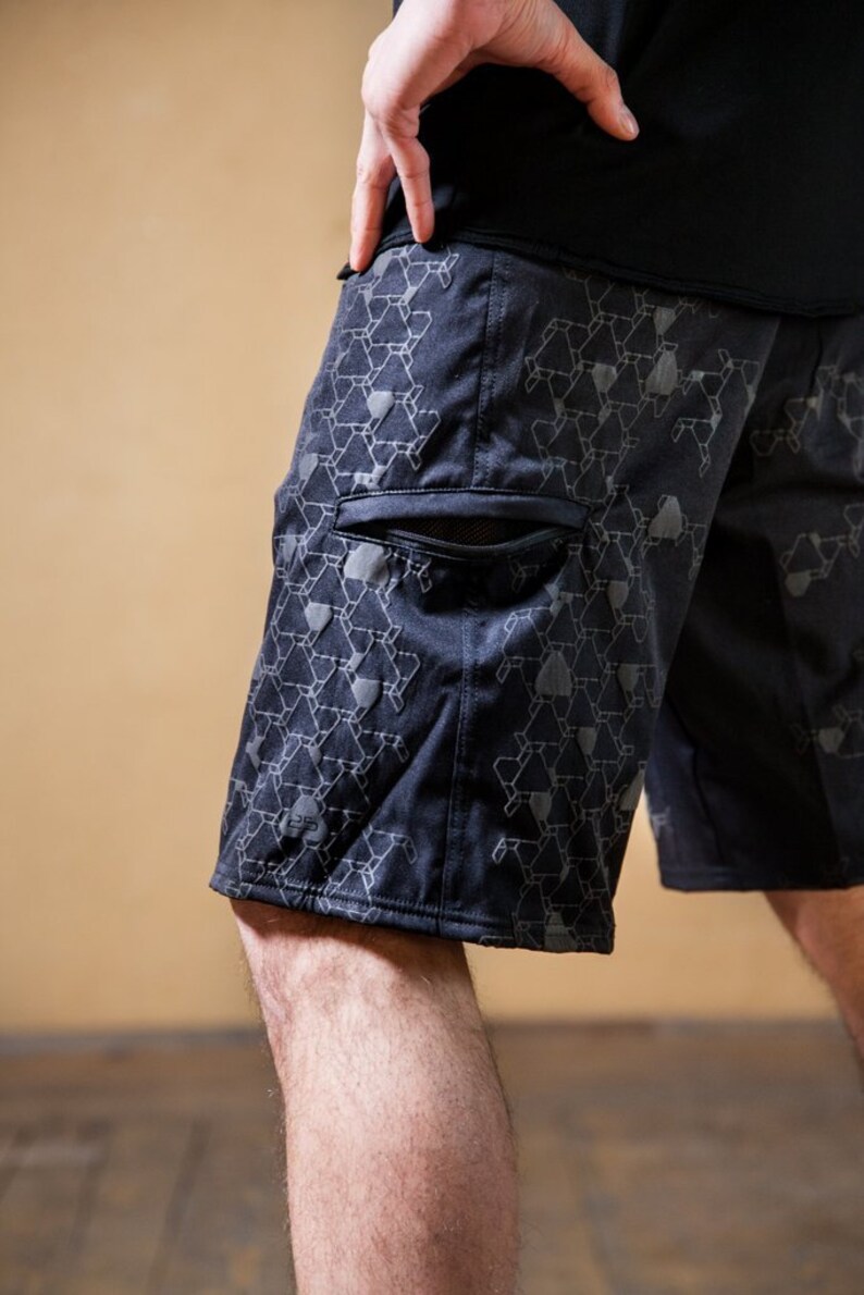 Post Apocalyptic Basketball Shorts and Beach Wear with Sacred Geometry LSD Print Mens Festival Shorts Domi image 5