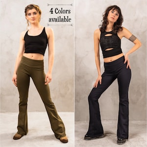 Spodnie Flare dla kobiet z szerokimi nogawkami jako spodnie do ćwiczeń jogi lub rajstopy boho Elven Clothing Rave Wear Legginsy Bootcut ze średnim stanem