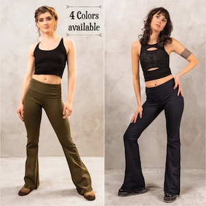 Flare Pants for Women with wide leg as Yoga Workout Pants or Bohemian Tights Elven Clothing Rave Wear Bootcut Leggings Mid Waist