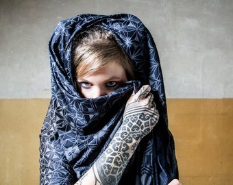 Lightweight Scarf | Blanket Scarf , head scarf the perfect sci fi clothing, steampunk outfit and festival accessory | Mystic Safi Grey