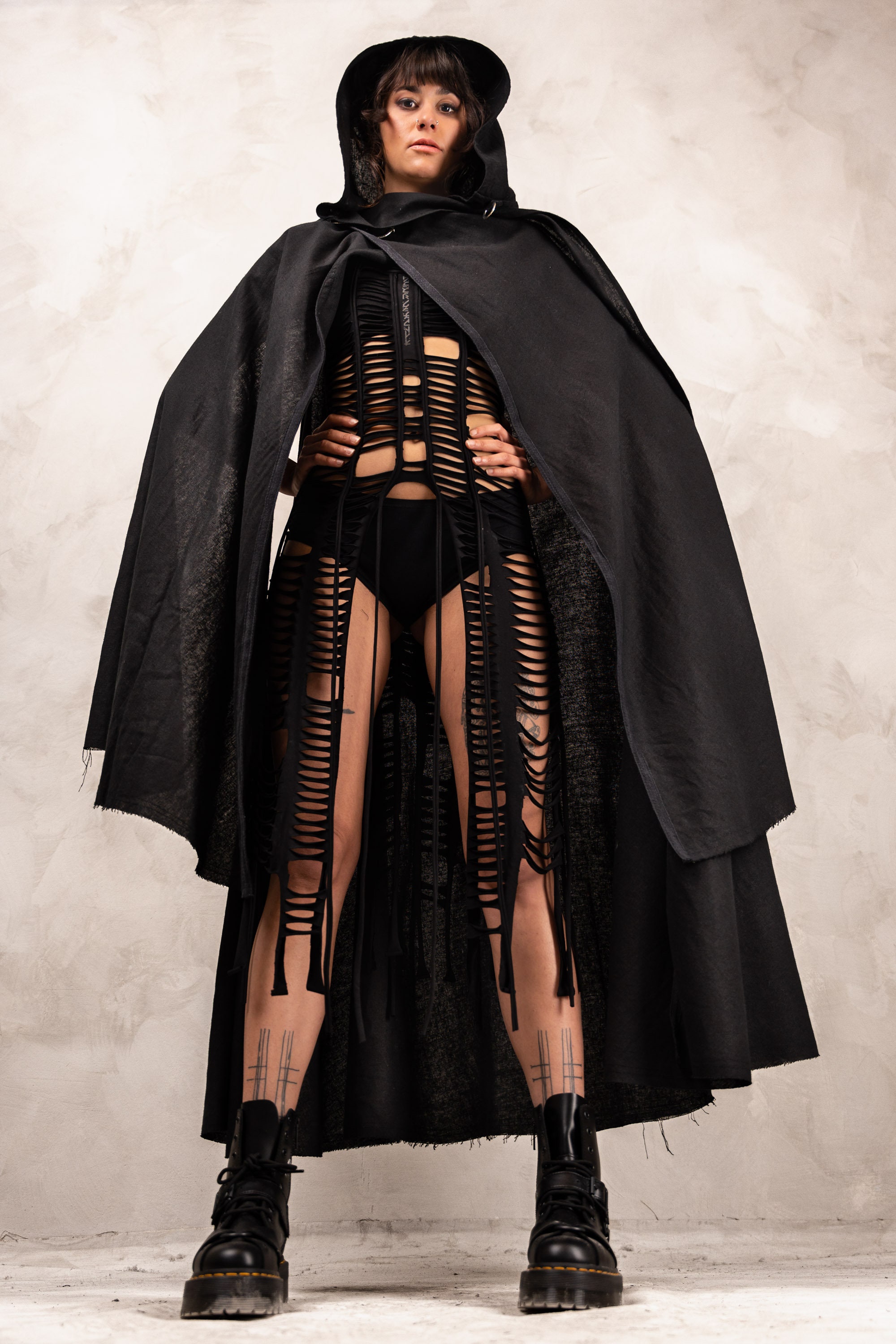 Black Medieval Ranger Cloak for Sith, Goth and Dark Wizard Cosplay Star ...