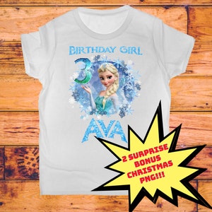 Personalized Frozen Elsa birthday shirt png, decal iron on transfer,digital file image 1