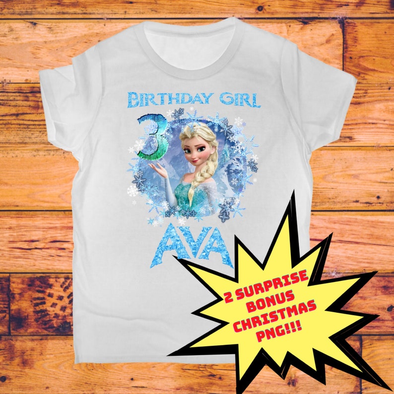 Personalized Frozen Elsa birthday shirt png, decal iron on transfer,digital file image 1