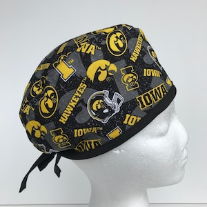Iowa Hawkeyes Scrub Hat: Cotton Surgical Cap, Nurse Doctor Gift