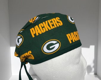 Gorro quirúrgico de los Green Bay Packers: gorro quirúrgico de algodón hecho a mano