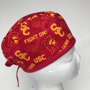 USC Trojans Scrub Hat: Handmade Cotton Surgical Cap