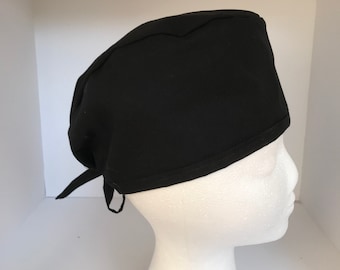 Gorro quirúrgico negro medianoche: gorro quirúrgico de algodón hecho a mano