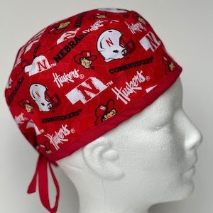 Nebraska Huskers | Scrub Hat | College Football | Single Layer | Breathable | Surgical Cap | Nurse Gift | Doctor Gift