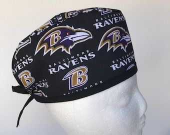Gorro quirúrgico de los Baltimore Ravens: gorro quirúrgico de algodón hecho a mano