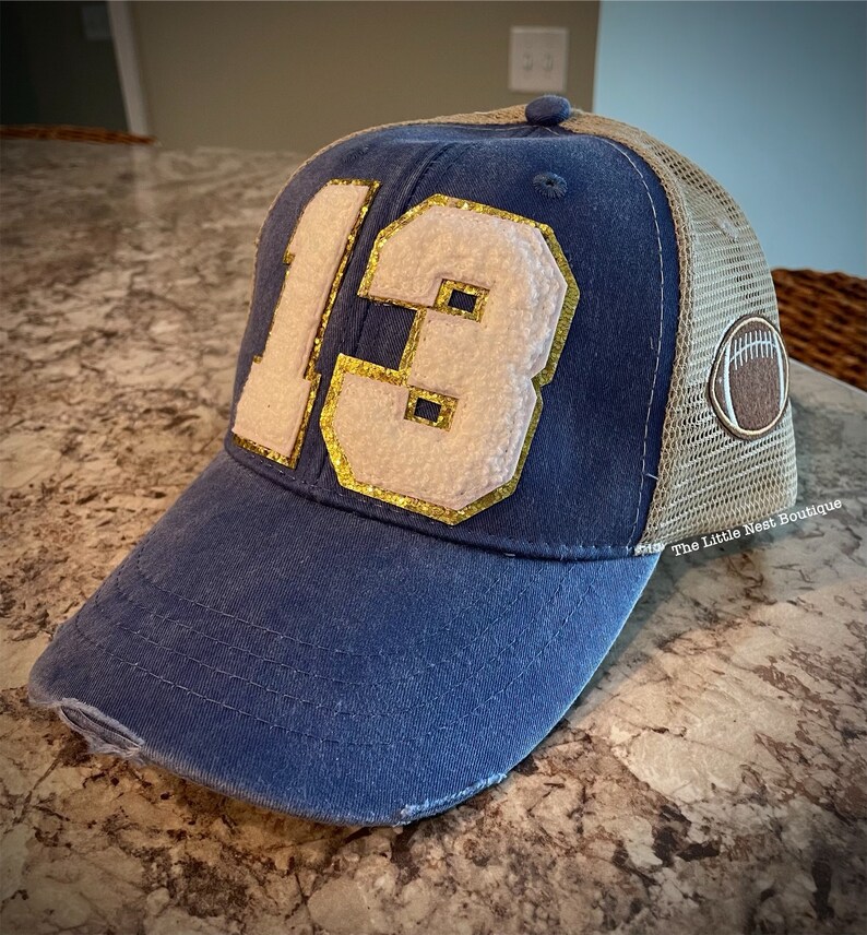 Chenille Patch Football Custom Hat, Number Football Cap - Etsy
