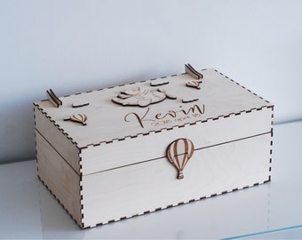 Personalised box, Wooden box, Christening gift,  Large box, Keepsake box, Memory box, Childhood memory