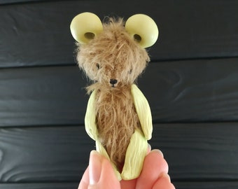 Brown teddy bear,  mohair toy, Blythe pet for dollhouse