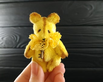 Miniature teddy bear toy Yellow bear Plushie Kawaii plush bear