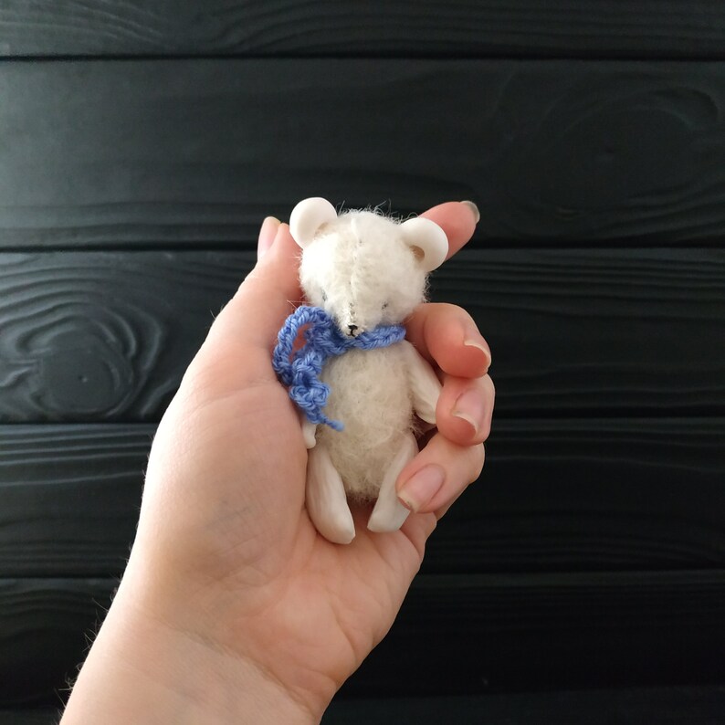 Mini ours en peluche blanc, miniature de maison de poupée, jouet de Noël image 8