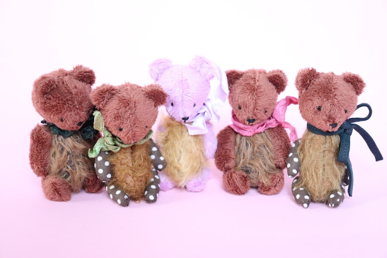Lilac handmade toy gift for her blythe friend Teddy bear Mainiature ooak artist teddy bear