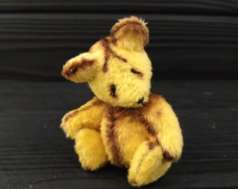 Tiny Yellow Plush bear toy for Blythe doll, dollhouse miniature