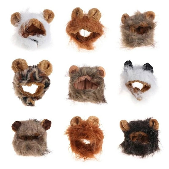 FAMDIO Lion Head Hat Lion Mane Wig Pet headgear cap Cosplay Dress Funny Cute hat