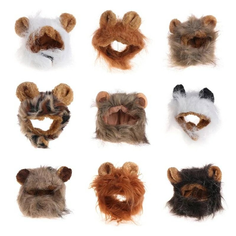 FAMDIO Lion Head Hat Lion Mane Wig Pet headgear cap Cosplay Dress Funny Cute hat