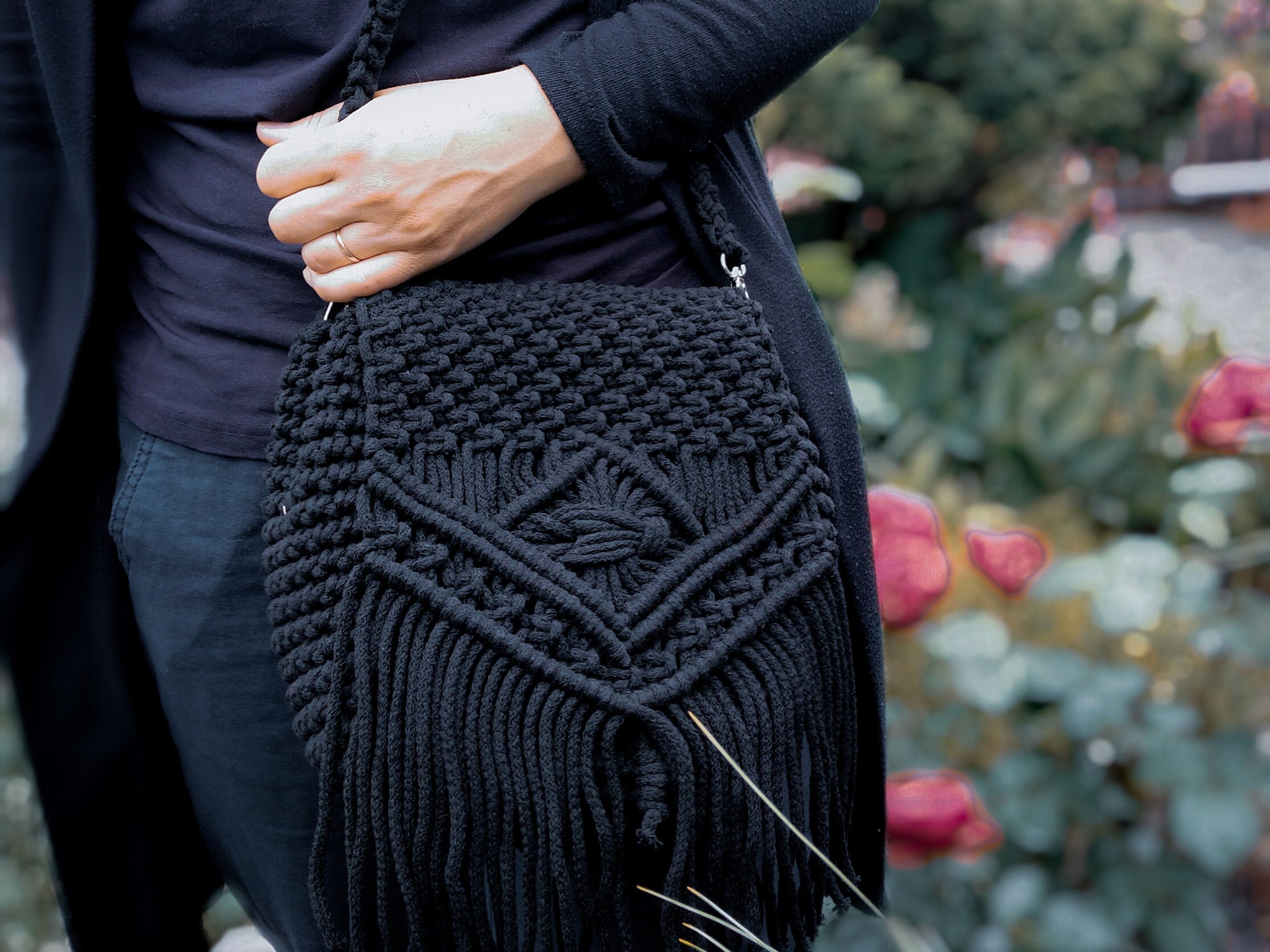 NKNIT suede macrame bag 【small】 suede macrame bag [small] – NKNIT