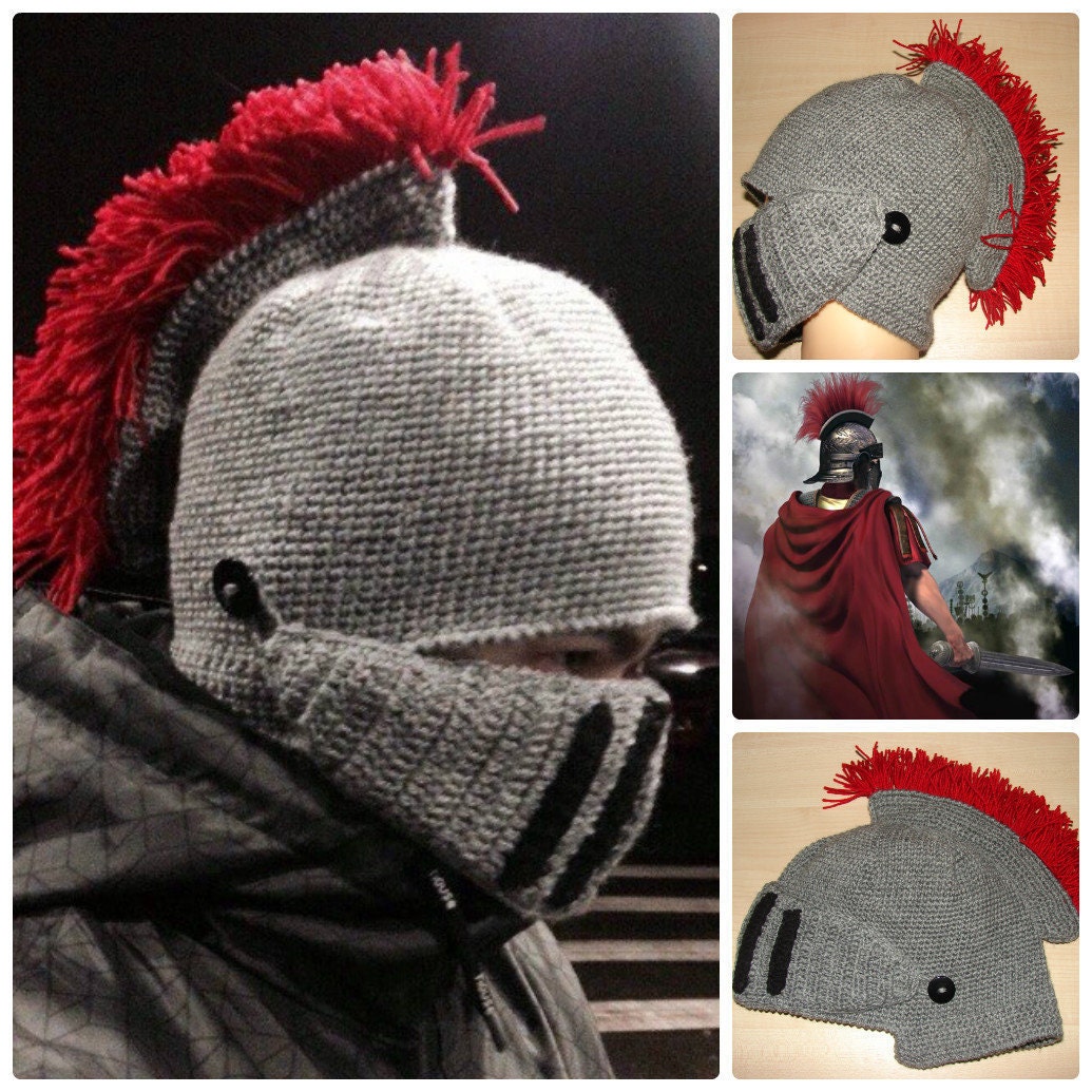 Helmet of the Knight Men Hat, Hand Made Crochet Winter Hat Christmas Gift  for Men, Boyfriend Gift, Ski Mask Gift for Him Husband Gift 