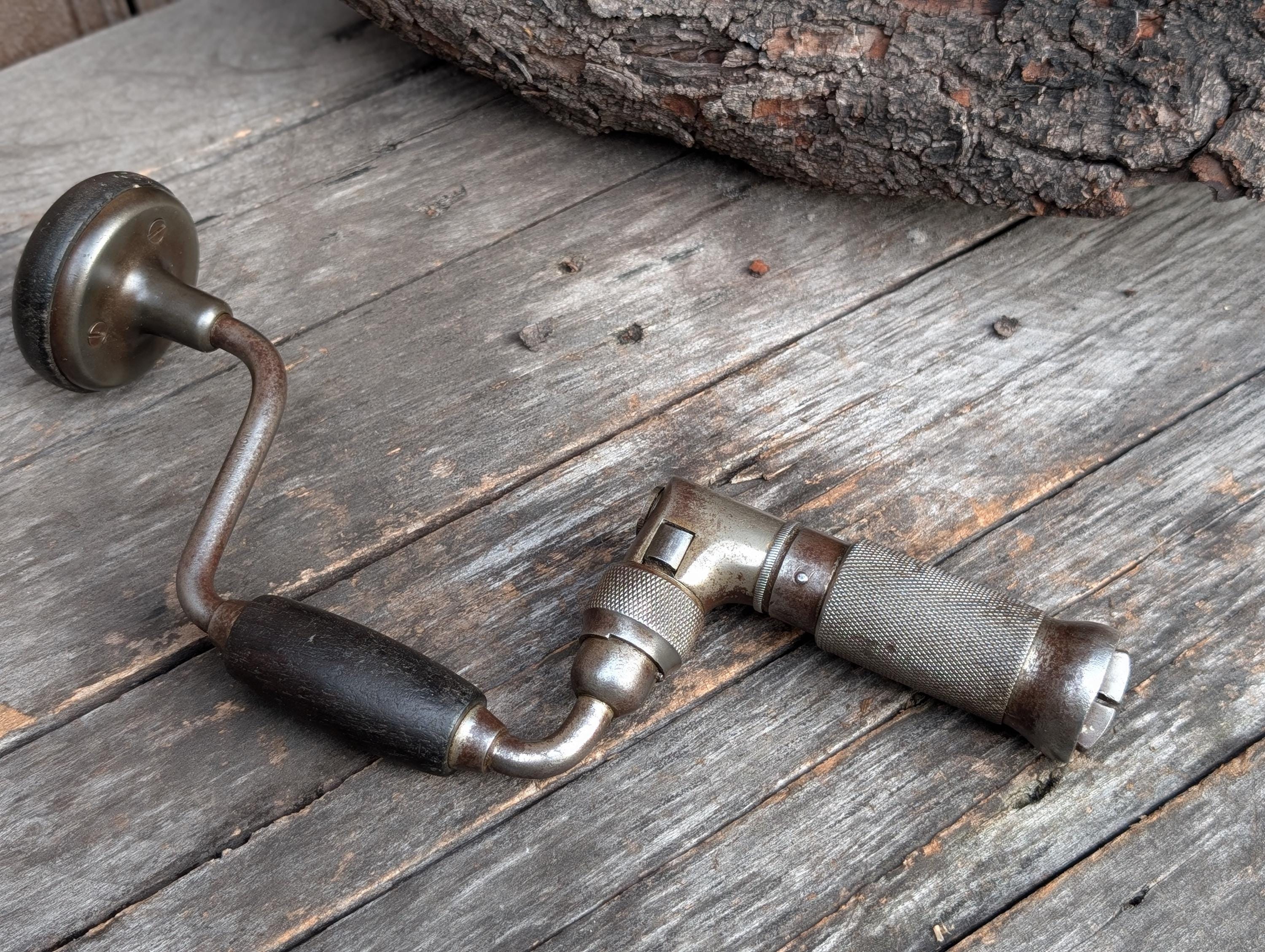 Antique John S Fray and Co 6 Inch Bit Brace, Antique Wood Drill