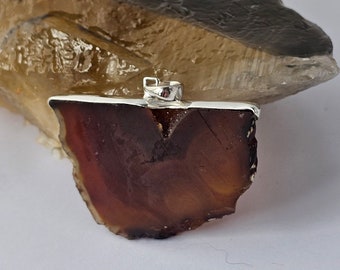 Red Agate Pendant / Sterling Silver