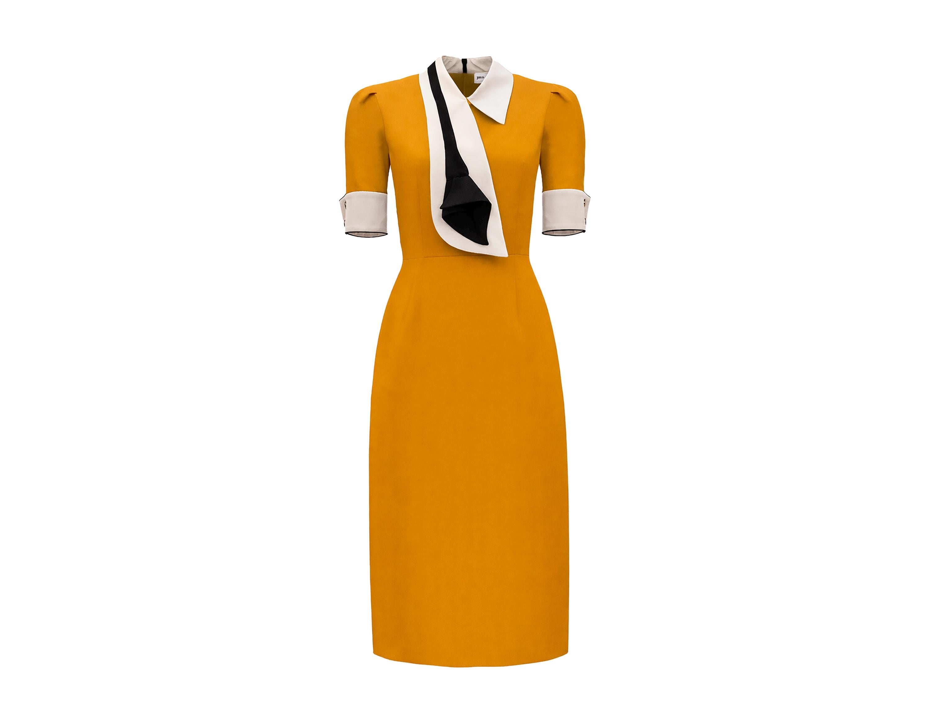 Mustard Fitted Dress - Etsy Mustard Fitted Dress - Etsy