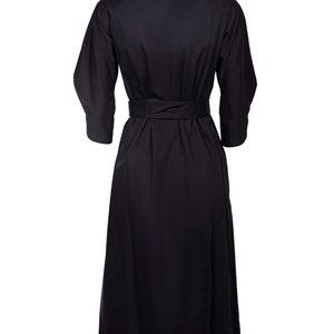 Designer Wrap Midi Dress Black / Casual Dress for Women / Designer Dress image 2