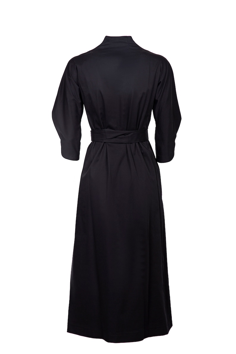 Designer Wrap Midi Dress Black / Casual Dress for Women / Designer Dress image 2