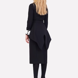 Evening Peplum Belted Dress Black - Two-Piece Set /Designer Fitted Midi Dress With Belt /Women Fashion Set / Dress long sleeves/ Party Dress image 10