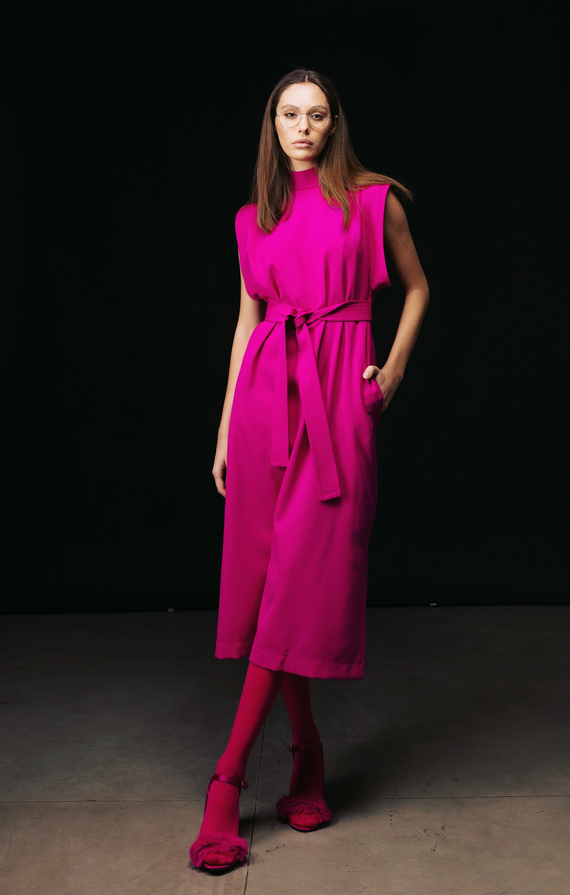 Stylish Straight Dress With Belt Pink/formal Midi Dress for Women/fashion  Work Fitted Dress/designer Dress/evening Gown Dress 6 Colors - Etsy