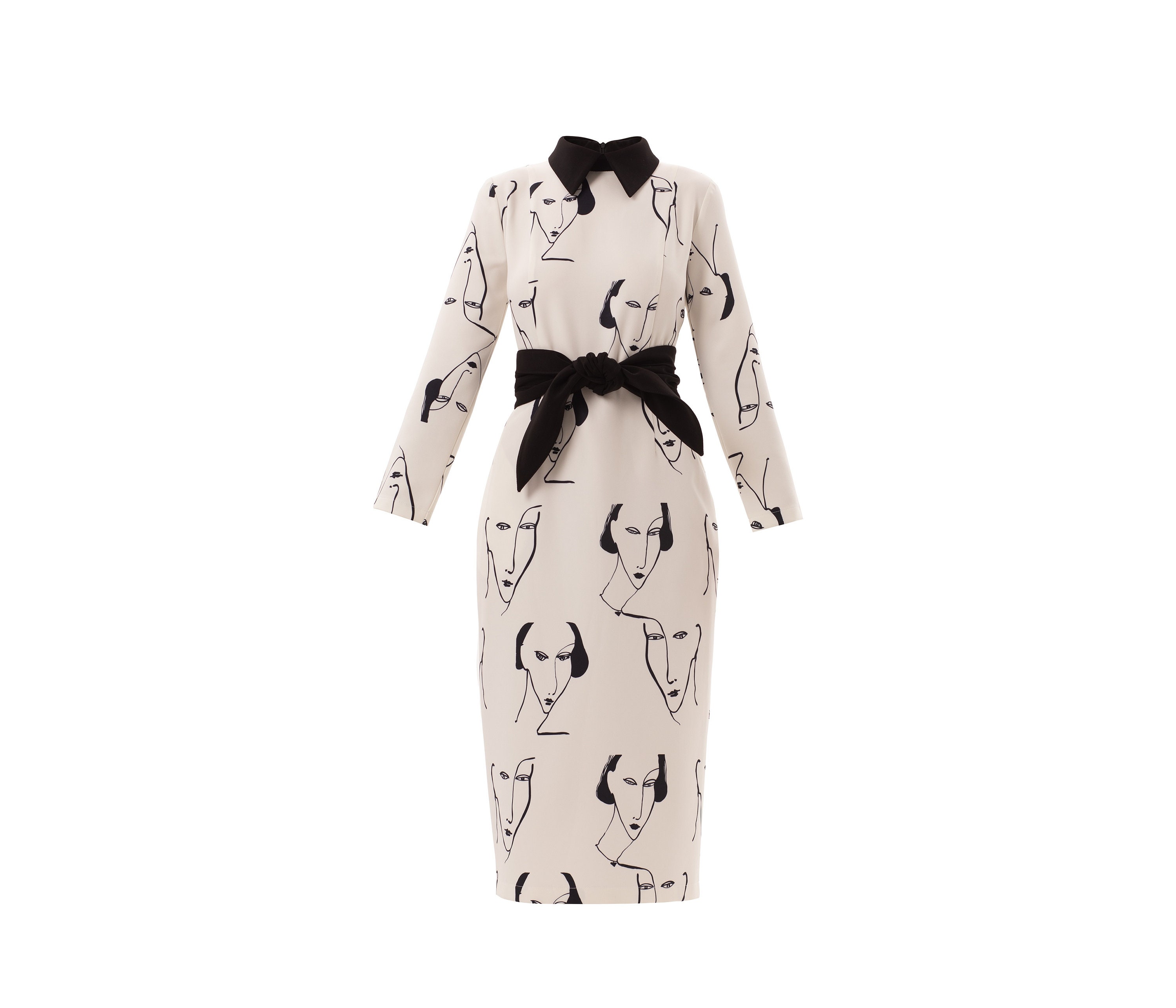 Vestido entallado de diseñador blanco con impresión de caras / - Etsy México Vestido entallado de diseñador blanco con impresión de caras / - Etsy México
