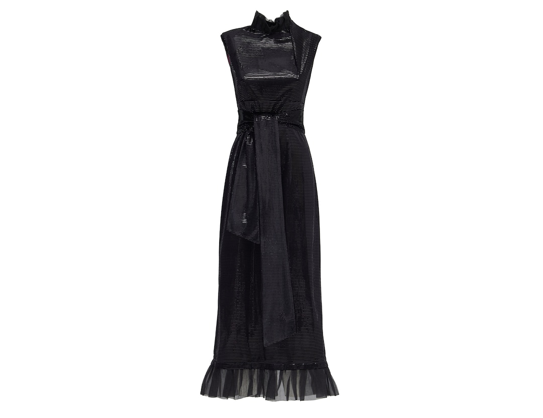 Black A Line Long Sleeves Cocktail Party Dress