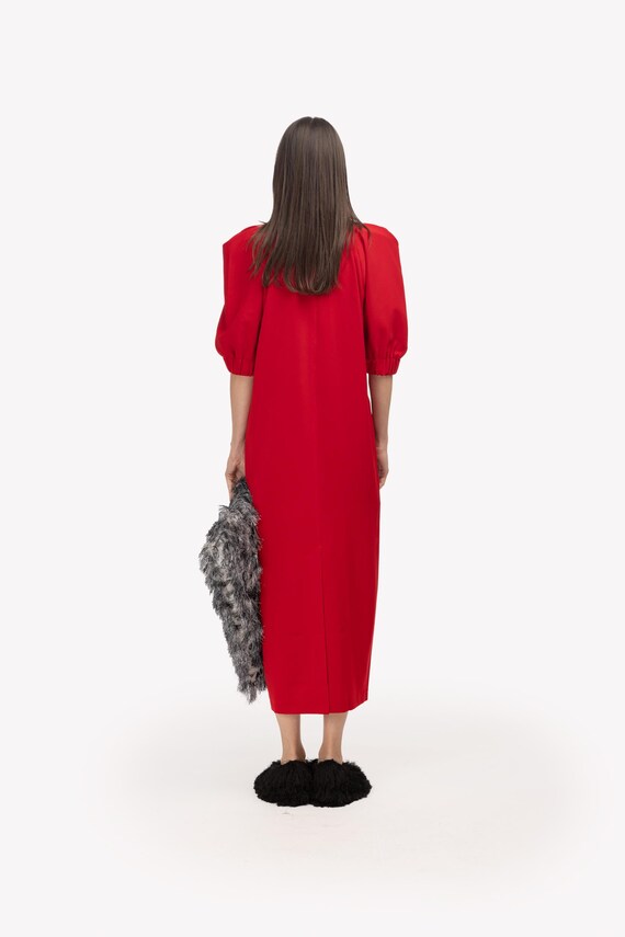 knee length dresses for ladies Luxury V-Neck Chiffon Dress – HEYFANCYSTYLE main image 0