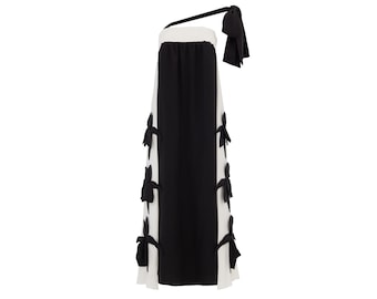 Designer Bustier Dress Black White /Evening Maxi Dress /Long A-Line Cocktail Dress /Sleeveless Dress for women /Fashion Dress 2 colors