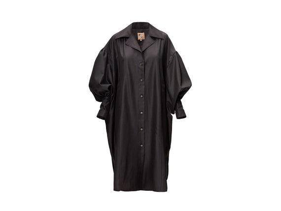 Fashion Oversized Black Silk Shirt 
