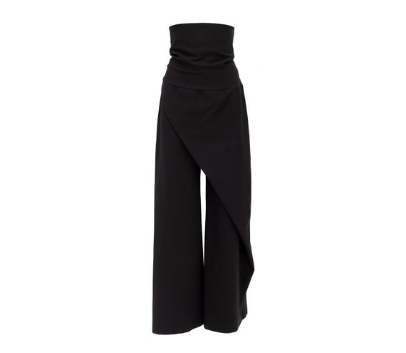 Jersey de pantalones de pierna ancha negros de moda para mujer/pantalones  holgados casuales para mujer/pantalones de diseñador de cintura alta -   México