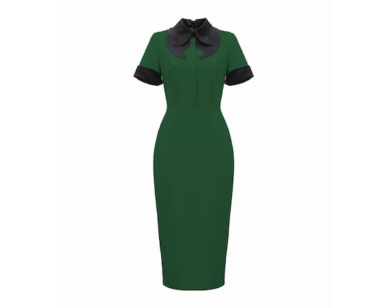 knee length dresses for ladies Clarissa Black Lace Short-Sleeve Midi Dress – Club L London main image 1